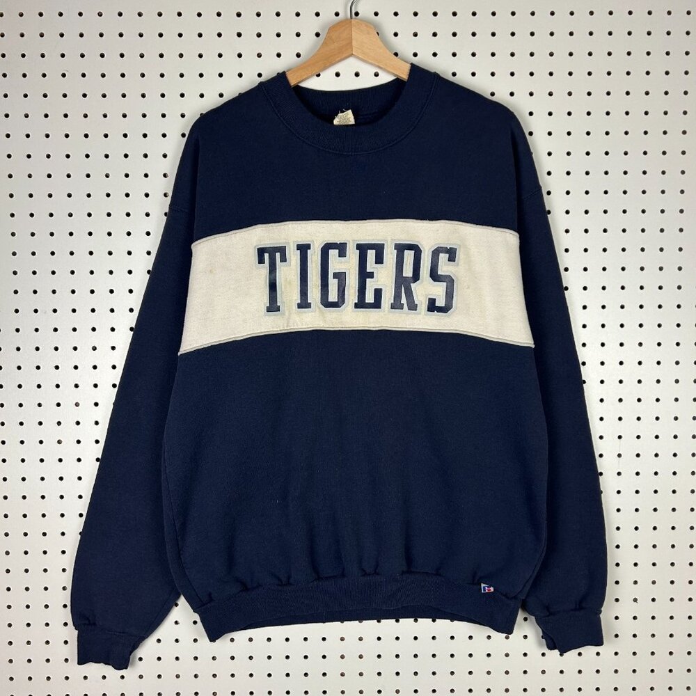 Memphis State Tigers 80s Crewneck Large Blue White‎ Sweatshirt Russell Athletic